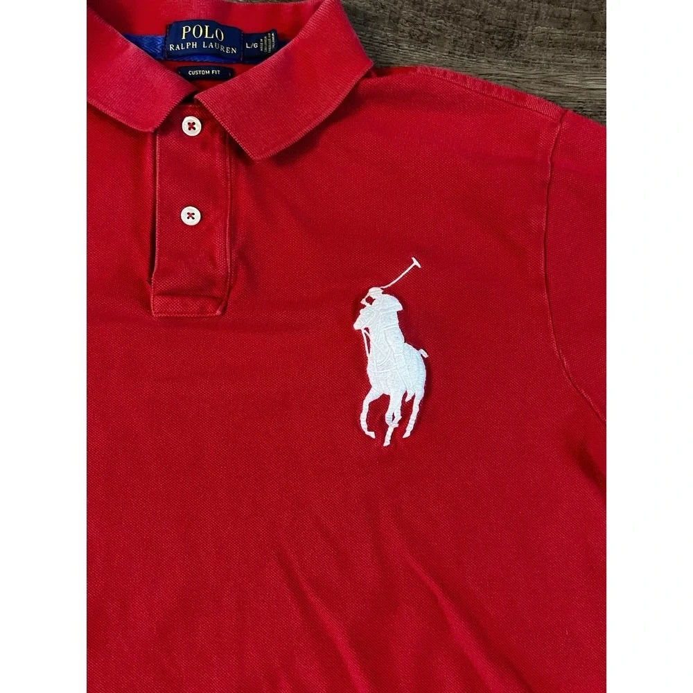 Polo Ralph Lauren Polo Shirt Mens Large Big Pony #3 Red Short Sleeve Preppy A4
